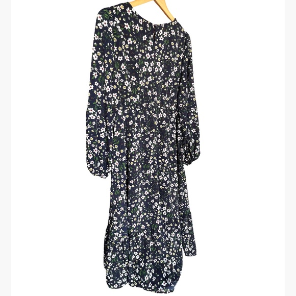 *Sold NWOT SHEIN Navy Blue Ruffled Tiered Floral Maxi Sundress Bishop Sleeve 2XL - Picture 5 of 12